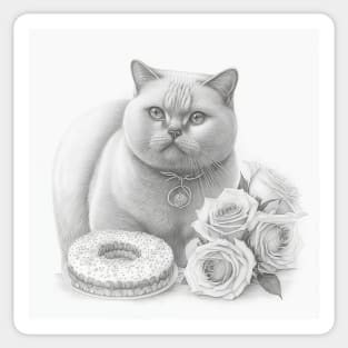 British Shorthair And Donuts Sticker